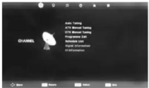 Auto Tanning ATV Manual Tanning DTV Manual Tanning Programme Edit Schedule List Digital Information CI Information