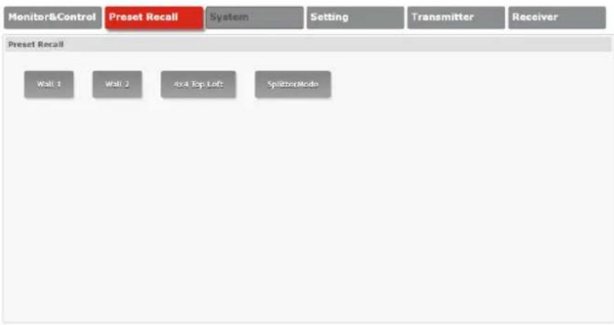 Lindy Video Over IP Controller 38263 - Preset Recall Tab - 1
