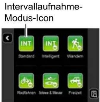 Intervallaufnahme- Modus-Icon INT Standard INT Intelligent Wandern Radfahren Stree & Wasser Freizet