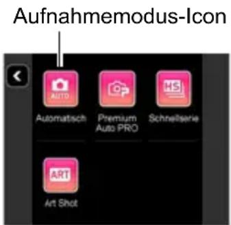 Aufnahmemodus-Icon Automatisch Premium Auto PRO Schnellserie Art Shot