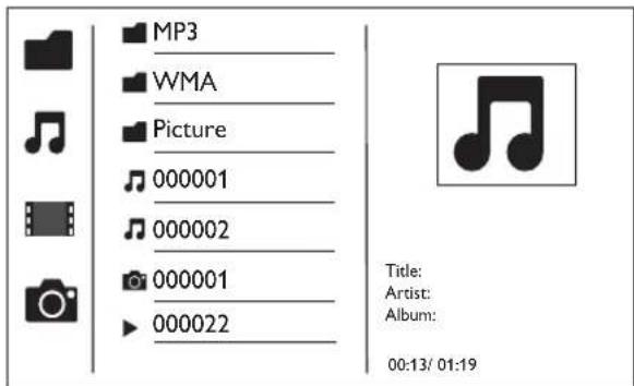 MP3 WMA Picture 000001 000002 000001 000022 Title: Artist: Album: 00:13/ 01:19