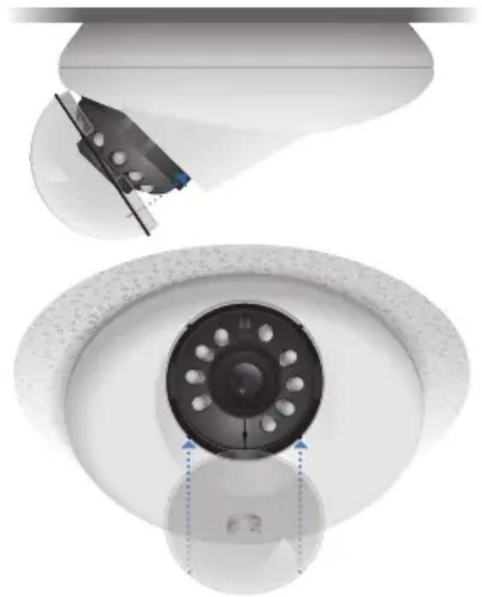 Technical illustration of a mechanical component with circular features and alignment indicators (no text or symbols)