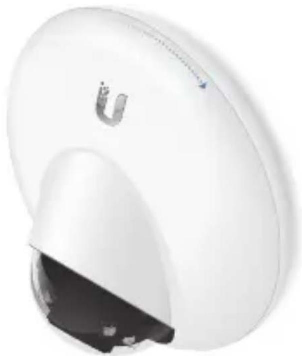 White circular device with a black lens and 'ü' logo, no visible text or symbols on the body
