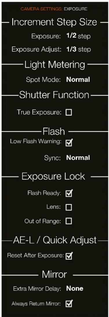 HASSELBLAD H6D - CAMERA EXPOSURE SETTINGS - 2