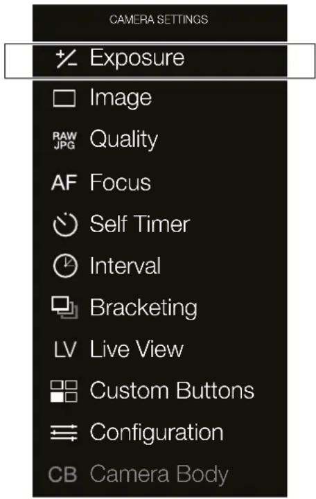 HASSELBLAD H6D - CAMERA EXPOSURE SETTINGS - 1