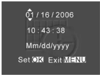 EASYPIX S312 - - Setting the Date, Time and Date Stamp: - 1