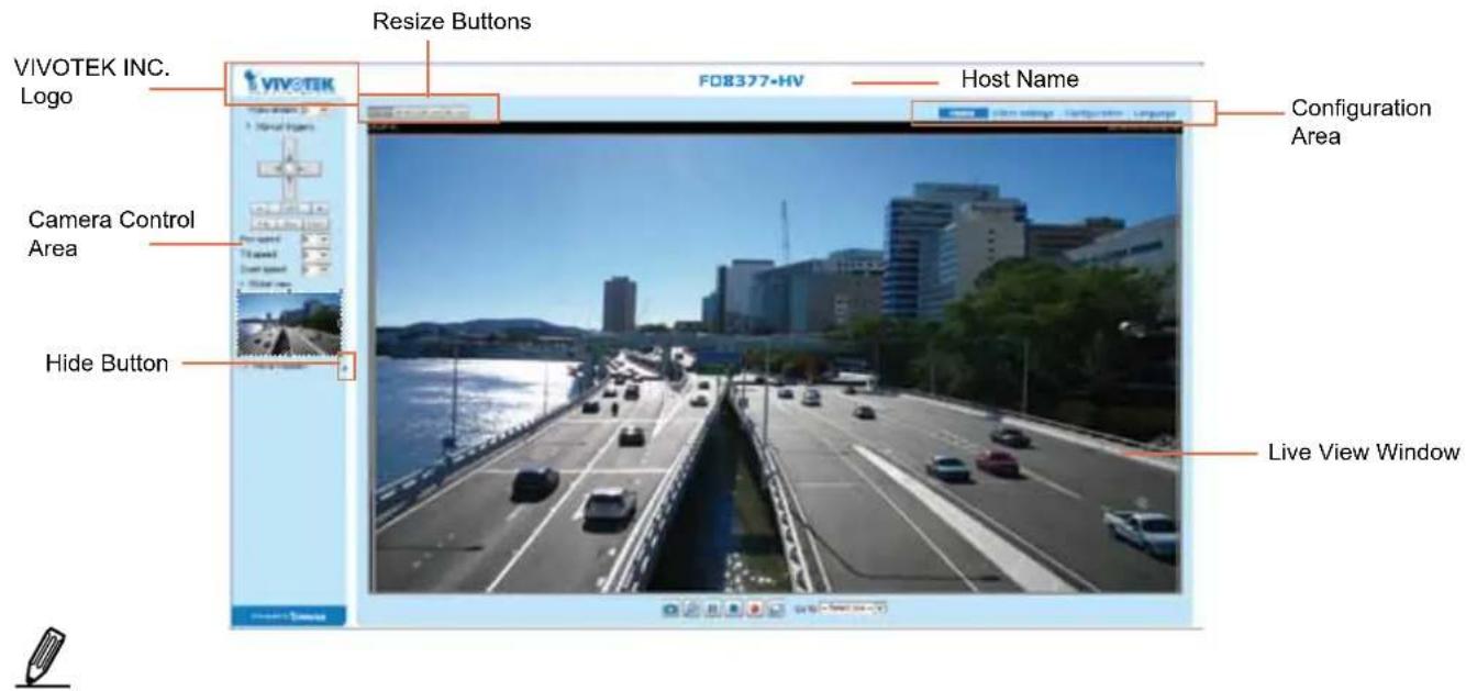 Vivotek FD8377-HV - Main Page - 1