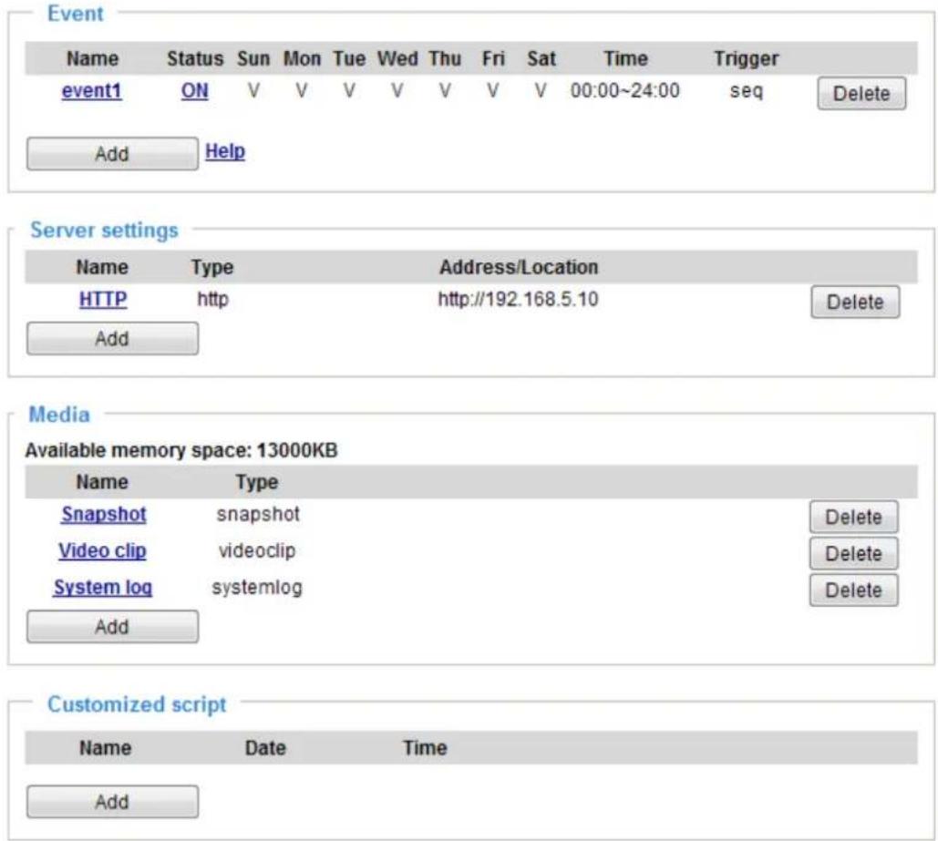 Vivotek FD8377-HV - Media type - System log - 3