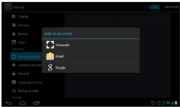 Point of View Onyx 527 - Add an account - 1
