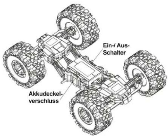 DF-Models Crawler PickUp - Setzen Sie den geladenen Fahrakku in das Modell ein - 1