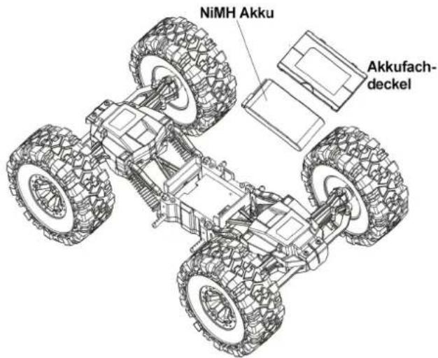DF-Models Crawler PickUp - Setzen Sie den geladenen Fahrakku in das Modell ein - 2