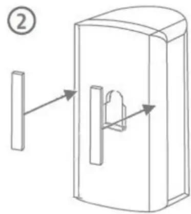 Diagram showing a door mechanism with labeled component ② and directional arrows indicating movement or force.