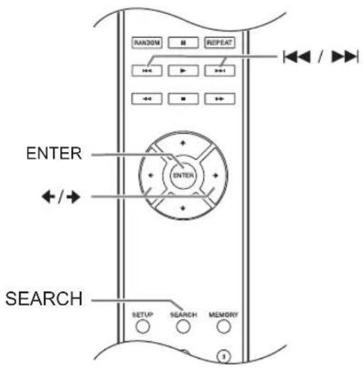 RANDOM REPEAT / / ENTER ENTER SEARCH SETUP SEARCH MEMORY