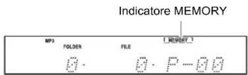 Indicatore MEMORY MP3 FOLDER FILE [ MEMORY ] [ ] - [ ] - P ... [ ]