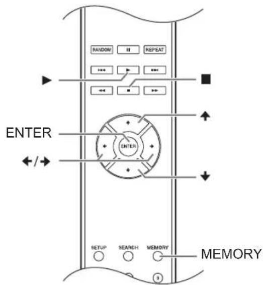 RANDOM REPEAT ENTER ENTER SETUP SEARCH MEMORY 3 MEMORY