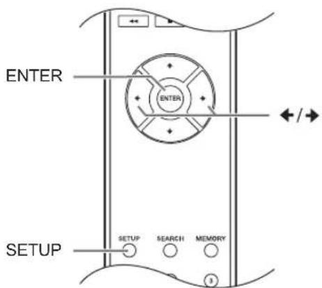 ENTER ENTER SETUP SETUP SEARCH MEMORY