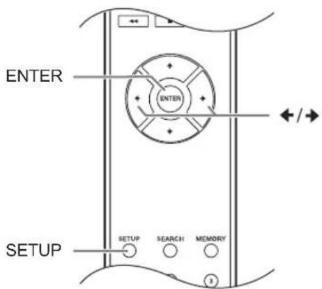 ENTER ENTER SETUP SETUP SEARCH MEMORY