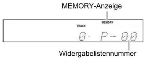 MEMORY-Anzeige TRACK MEMORY 0 P - 00 Widergabelistennummer