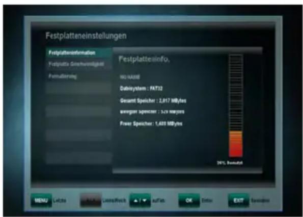 WISI OR 630 - Festplatteneinstellungen - 2