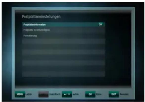 WISI OR 630 - Festplatteneinstellungen - 1