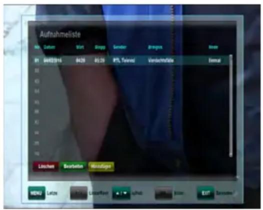 WISI OR 630 - EPG-Timer (Aufnahmeprogrammierungen aus dem EPG) - 1