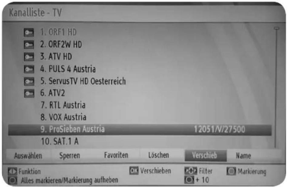 WISI OR 397 - Verschieben von Kanälen in der Kanalliste - 1