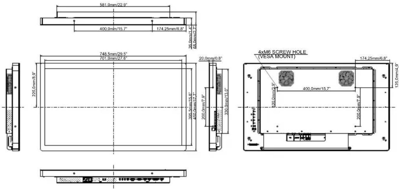 IIYAMA TF4338MSC-B2AG - ABMESSUNGEN : ProLite TF3238MSC-B2AG - 1