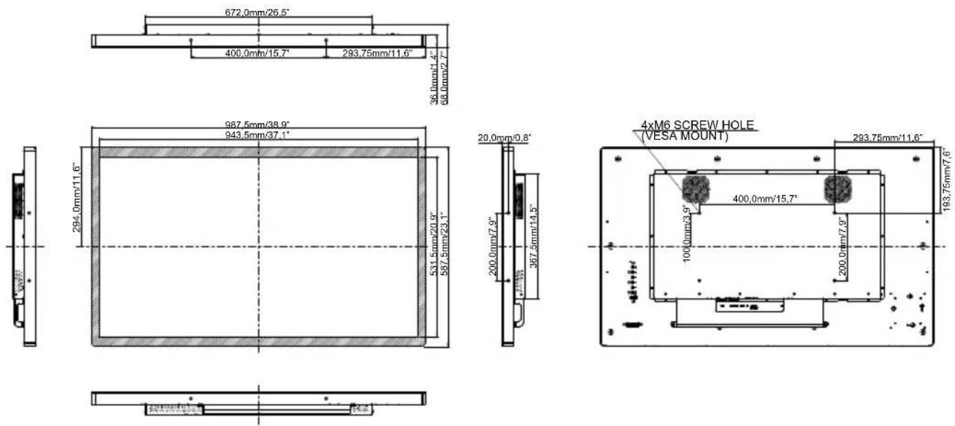 IIYAMA TF4338MSC-B2AG - ABMESSUNGEN : ProLite TF4338MSC-B2AG - 1