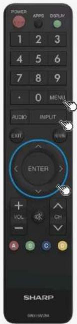 POWER 1 2 3 4 5 6 7 8 9 • 0 MENU AUDIO INPUT EXIT ENTER VOL CP A B C D SHARP GB31WBA