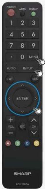 POWER 1 2 3 4 5 6 7 8 9 • 0 MENU AUDIO INPUT EXIT ENTER VOL A B C D SHARP SB31WBA