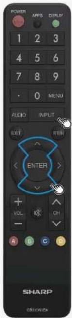 POWER 1 2 3 4 5 6 7 8 9 • 0 MENU AUDIO INPUT EXIT ENTER + VOL - A B C D SHARP GB51WJSA