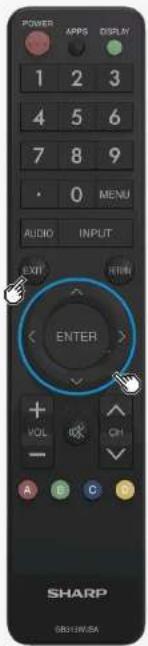 POWER 1 2 3 4 5 6 7 8 9 • 0 MENU AUDIO INPUT EXIT ENTER ENTER + VOL - C1 A B C D SHARP GB31WJSA