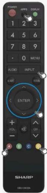 POWER 1 2 3 4 5 6 7 8 9 • 0 MENU AUDIO INPUT EXH PRINT ENTER + VOL CH - A C D SHARP GB13WISA