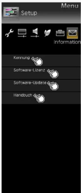 Menu Setup Information Kennung Software-Lizenz Software-Update Handbuch