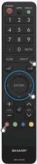POWER 1 2 3 4 5 6 7 8 9 • 0 MENU AUDIO INPUT EXIT RETURN ENTER + VOL OK CP1 - A B C D SHARP GB31WJ5A