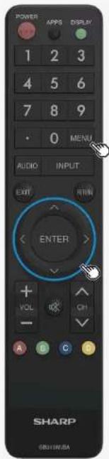 POWER 1 2 3 4 5 6 7 8 9 0 MENU AUDIO INPUT EXIT ENTER VOL CP A B C D SHARP SRSUN/SA