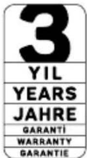 3 YIL YEARS JAHRE GARANTI WARRANTY GARANTIE