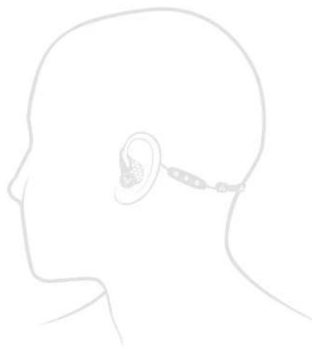 Side profile line drawing of a human head and neck with an ear and chain (no text or symbols)