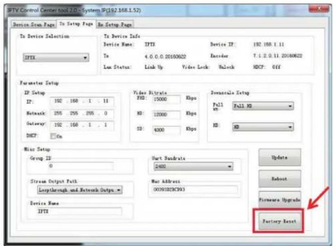 PureLink PT-IPAV-E2-RX - Click "Factory Reset" on TX or RX. - 1