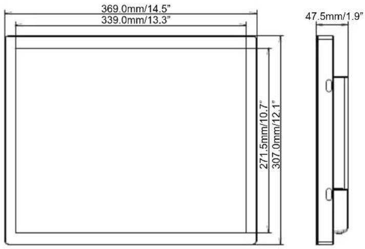 IIYAMA ProLite TF1934MC-B6X - ABMESSUNGEN : ProLite TF1734MC - 1