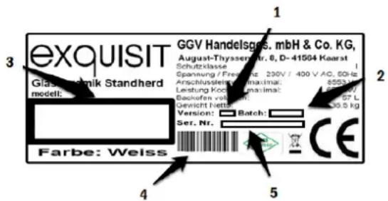 Exquisit ECM6-4BZ Inox - Typenschild (Abbildung ähnlich) - 1
