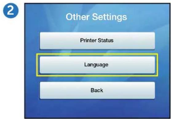 2 Other Settings Printer Status Language Back
