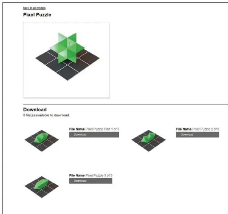 back to all models Pixel Puzzle Download 3 file(s) available to download. File Name Pixel Puzzle Part 1 of 3 Download File Name Pixel Puzzle 2 of 3 Download File Name Pixel Puzzle 3 of 3 Download
