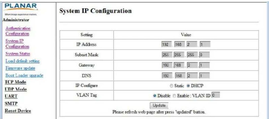 Planar EP5024K - System IP Configuration - 1
