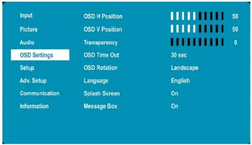 Planar EP5024K - OSD Settings Menu - 1