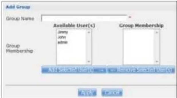 Add Group Group Name Available User(s) Group Membership Jimmy John adrien Add Search Key: - Remove Search User(s) Reply Cancel