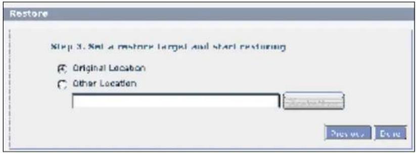 Restore Step 3. Not a restore target and start restoring C Original Location C Other Location Res: 0.2 Close