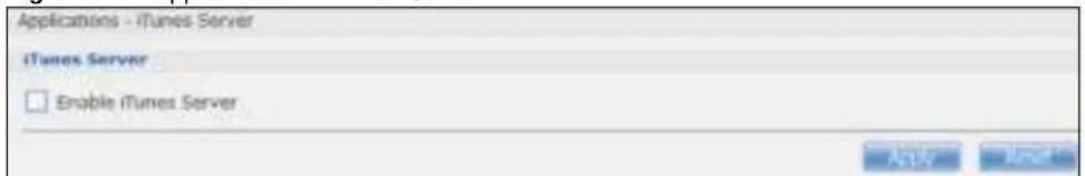 Applications - iTunes Server iTunes Server □ Enable iTunes Server OK Cancel