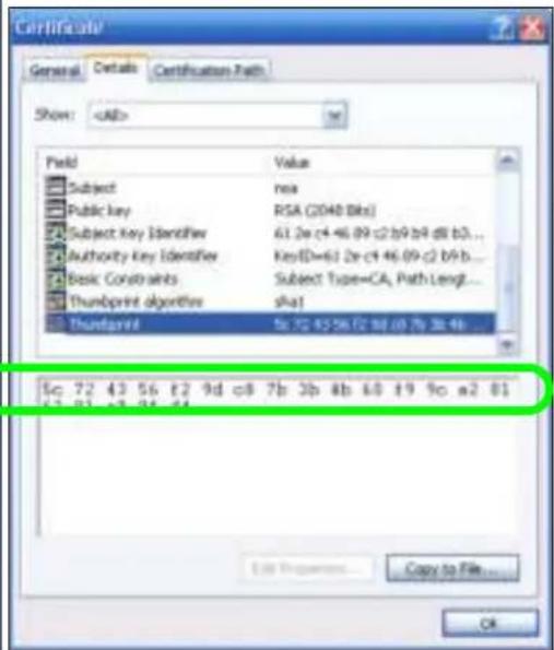 Certificate General Details Certification Path Show: Field Value Subject新三板 Public key RSA (2048 Bks) Subject Key Identifier 61.2e c4 46.09 c2 b9 b9 d8 b3... Authority Key Identifier KeyID=61.2e c4 46.09 c2 b9 b... Basic Constraints Subject Type=CA, Path Length... Thumbprint algorithm sHa! Thunderprint 5c 72 43 56 t2 9d c8 7b 3b 4b 60 t9 9c m2 81 Sc 72 43 56 t2 9d c8 7b 3b 4b 60 t9 9c m2 81 Copy to File... OK