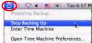 Preparing Backup Stop Backing Up Enter Time Machine Open Time Machine Preferences...